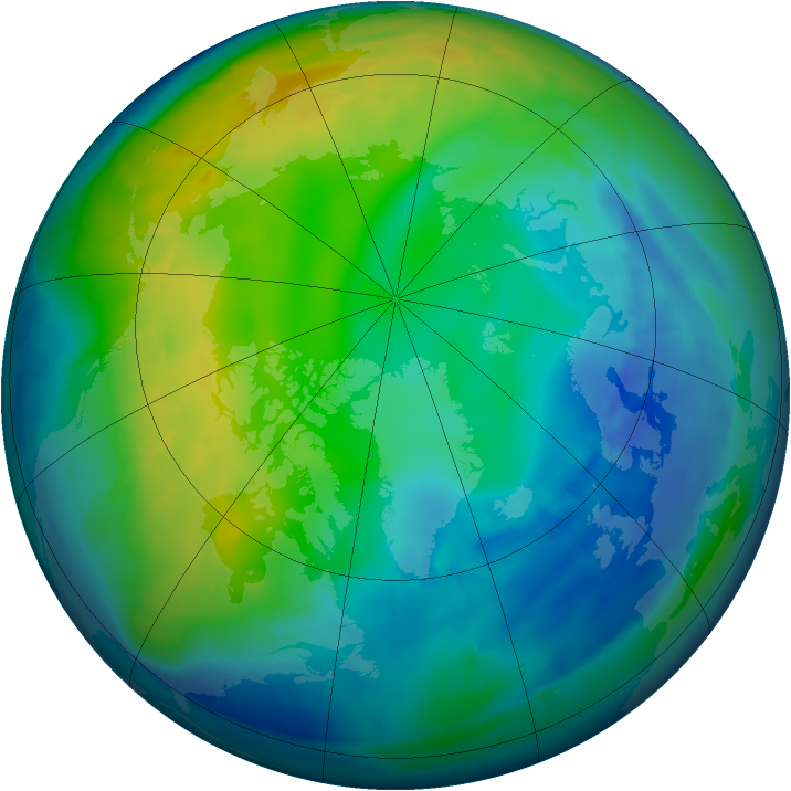 Arctic ozone map for 15 November 2008